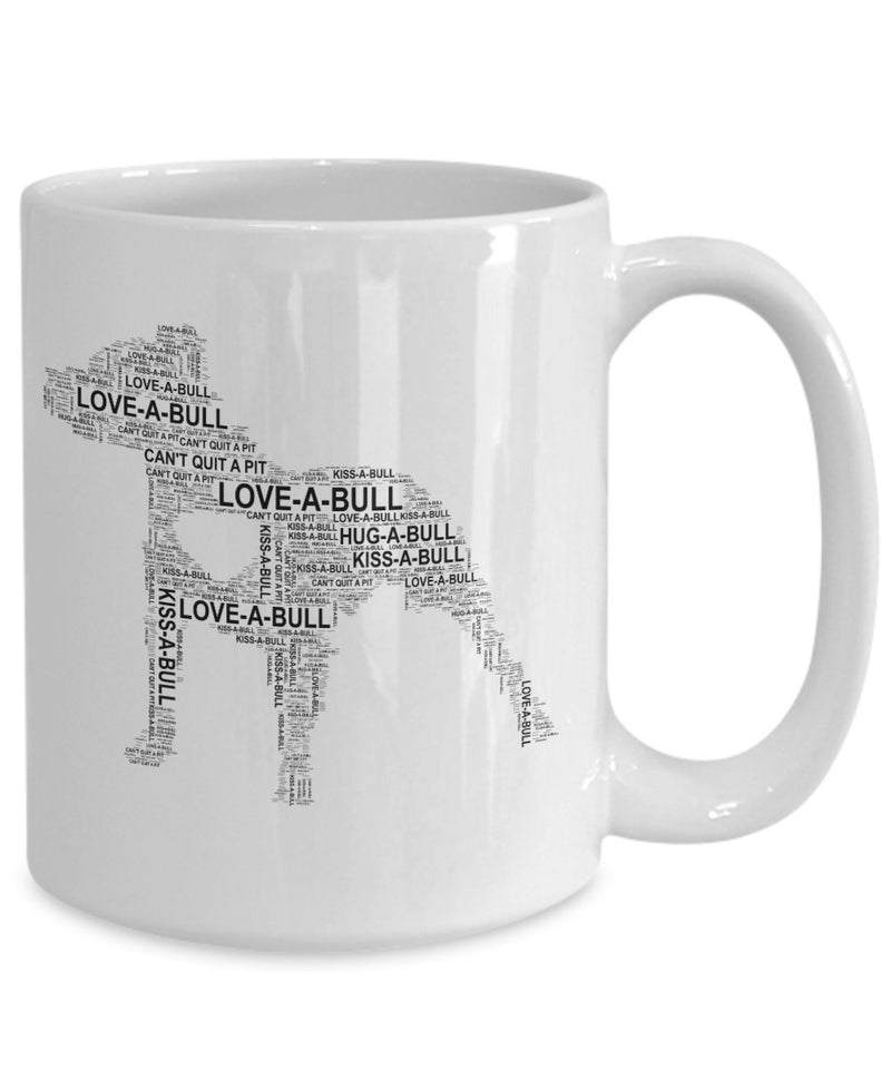 Pit bull love word art mug