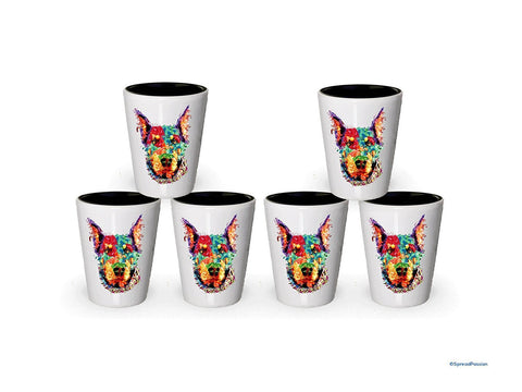 Multicolor Doberman Shot Glass- Dog Shot Glasses (6)