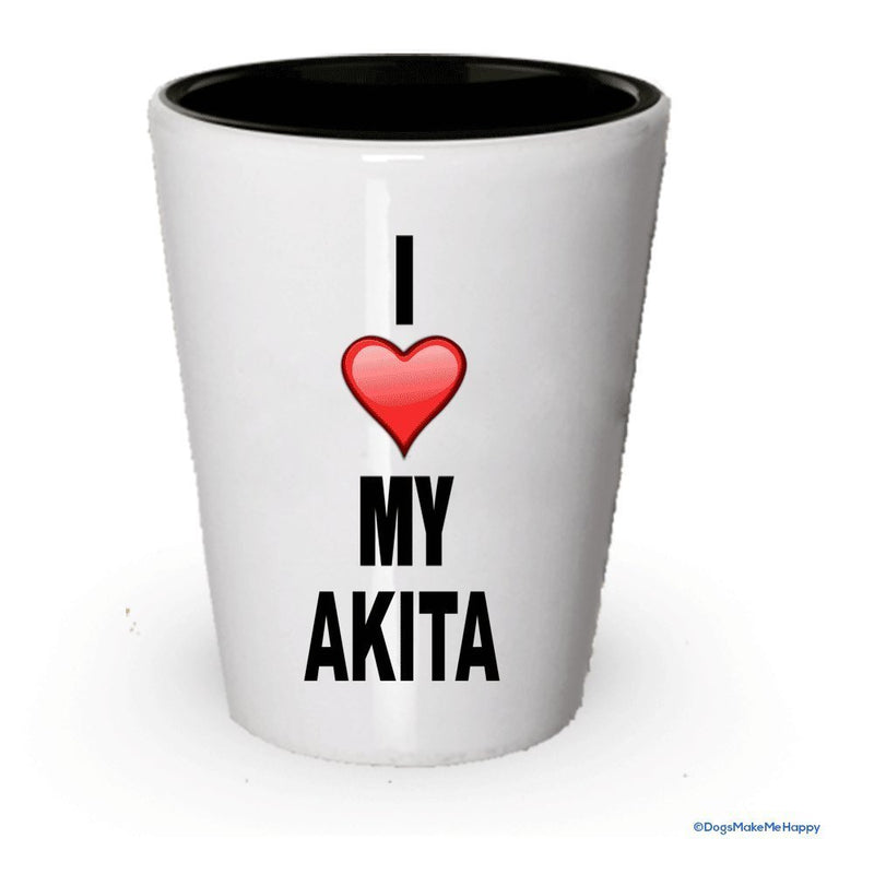 I Love My Akita Shot Glass - Akita Dog Lover Gifts (2)