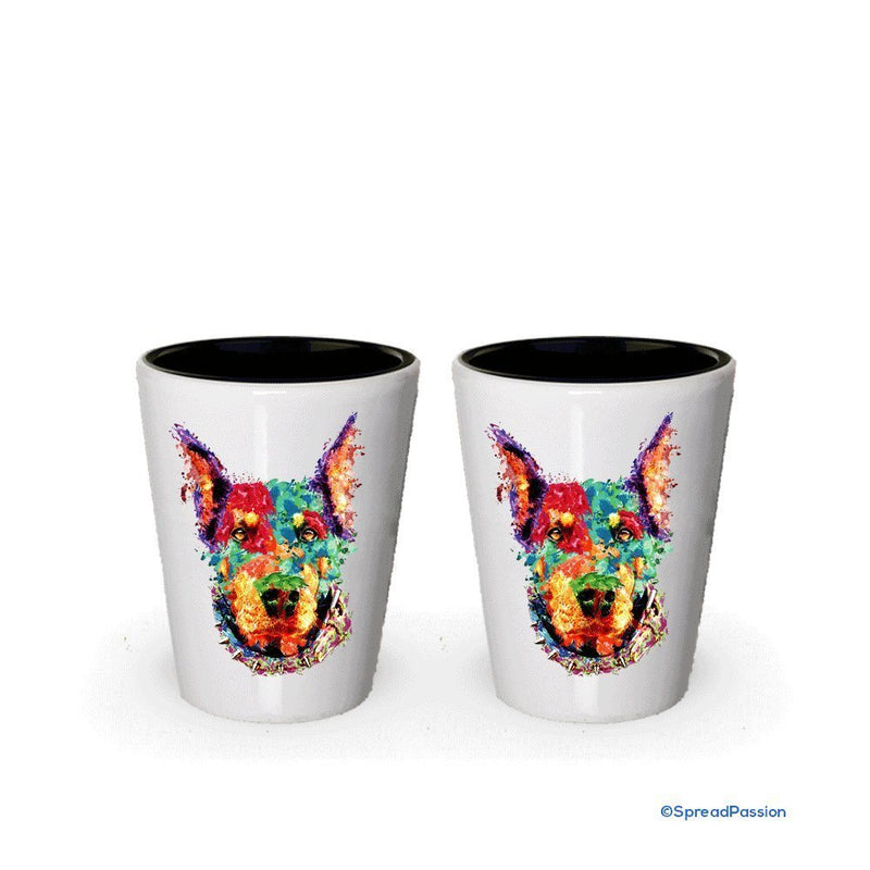 Multicolor Doberman Shot Glass- Dog Shot Glasses (6)