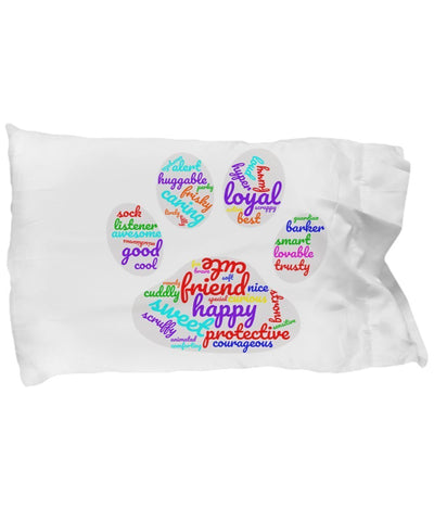 SpreadPassion Funny Dog paw word cloud pillow case