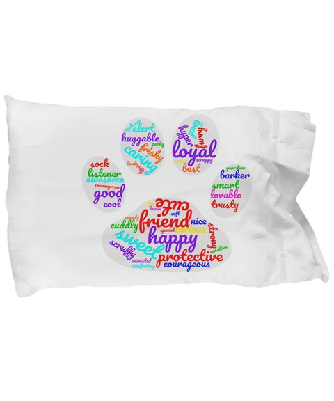 SpreadPassion Funny Dog paw word cloud pillow case