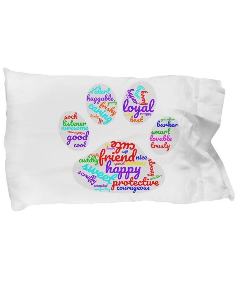 SpreadPassion Funny Dog paw word cloud pillow case