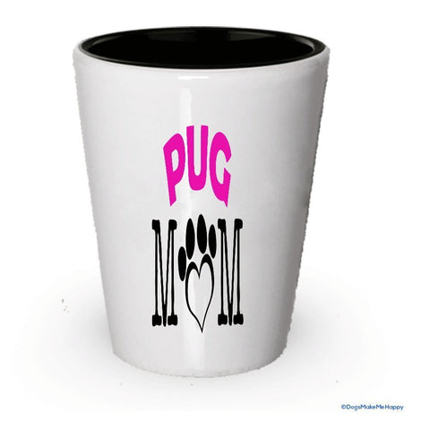 Pug Dad and Mom Shot Glass - Gifts for Pug Couple (4, Couple)