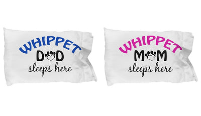DogsMakeMeHappy Whippet Mom and Dad Pillowcases (Couple)