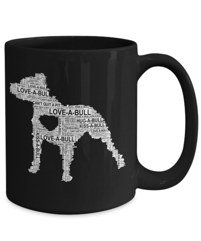 Pit bull love word art mug