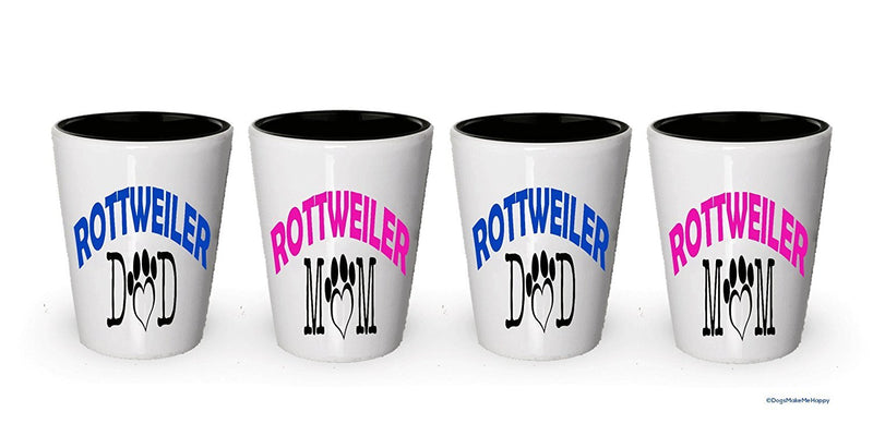 Rottweiler Dad and Mom Shot Glass - Gifts for Rottweiler Couple (4, Couple)