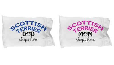 DogsMakeMeHappy Scottish Terrier Mom and Dad Pillowcases (Mom)