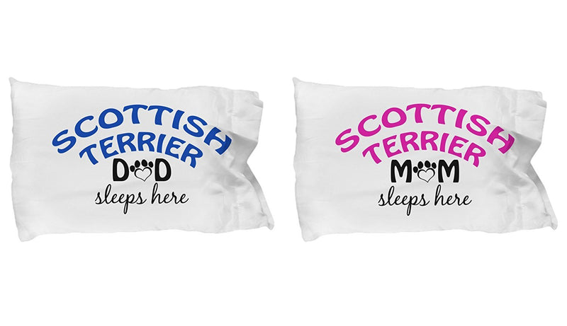 DogsMakeMeHappy Scottish Terrier Mom and Dad Pillowcases (Mom)