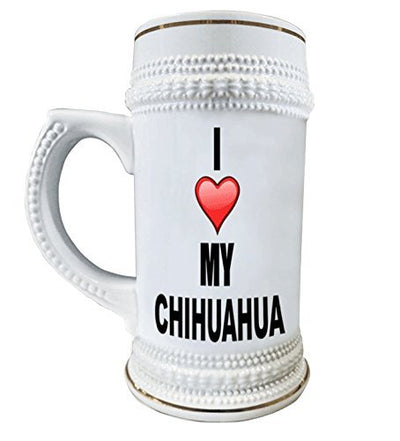I Love My Chihuahua 22 oz. Ceramic Beer Stain Glass Mugs