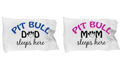 DogsMakeMeHappy Pit Bull Mom and Dad Pillow Cases gifts idea (Dad)