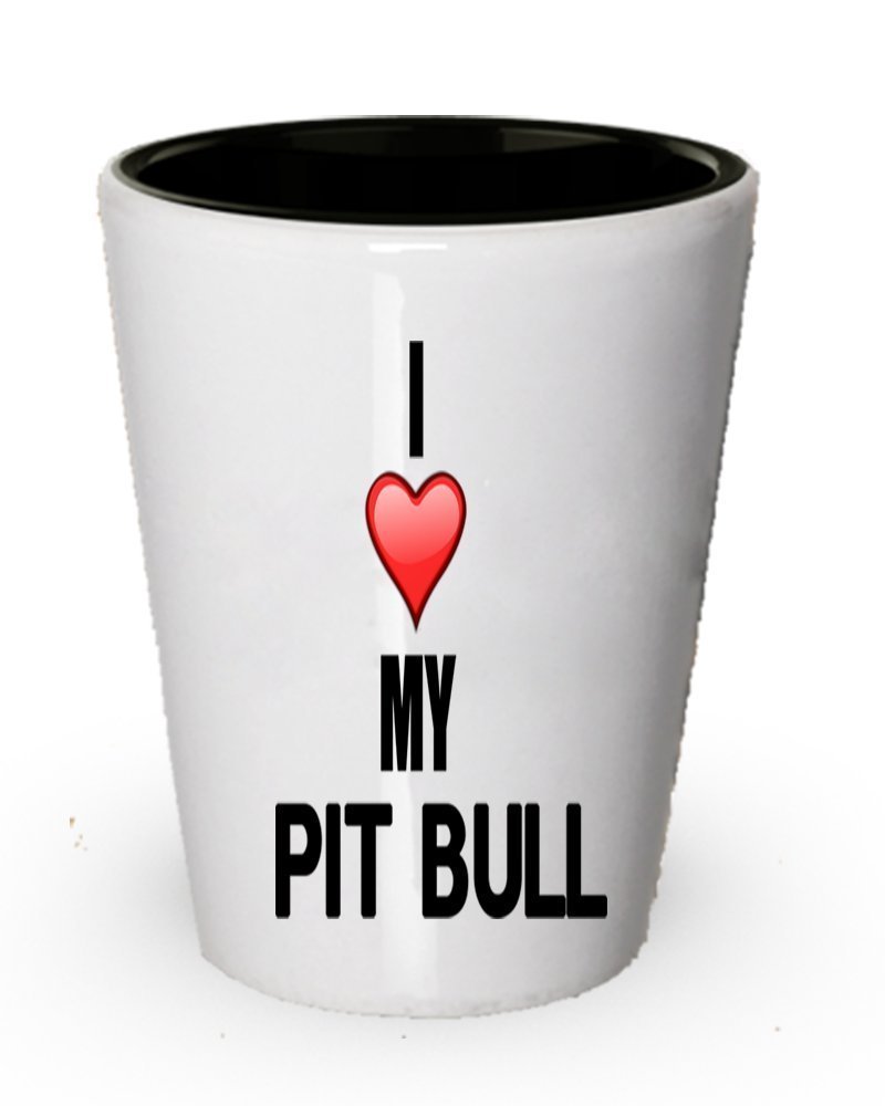 I Love My Pit Bull Shot Glass - Pit Bull Lover Gifts