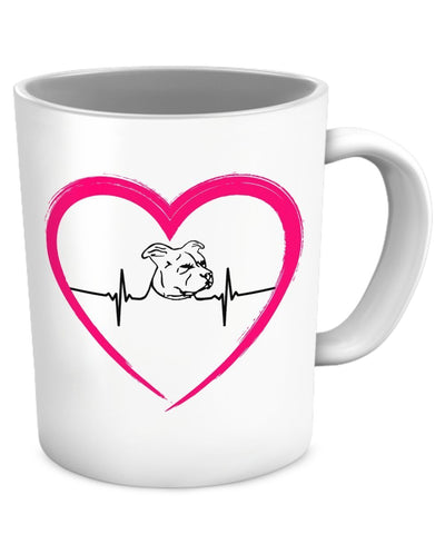 Pit Bull Coffee Mug - My Heart Beats For Pit Bulls - Heart Mug - Pit Bull Heart Mug - Pit Bull Cups