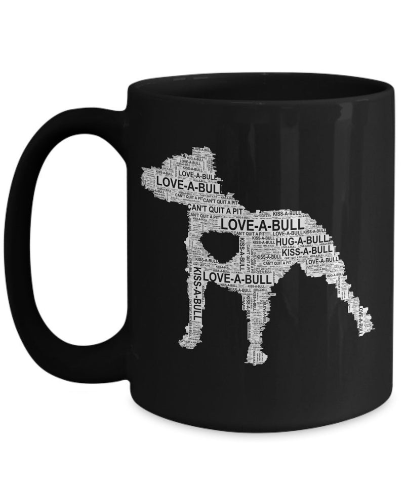 Pit bull love word art mug