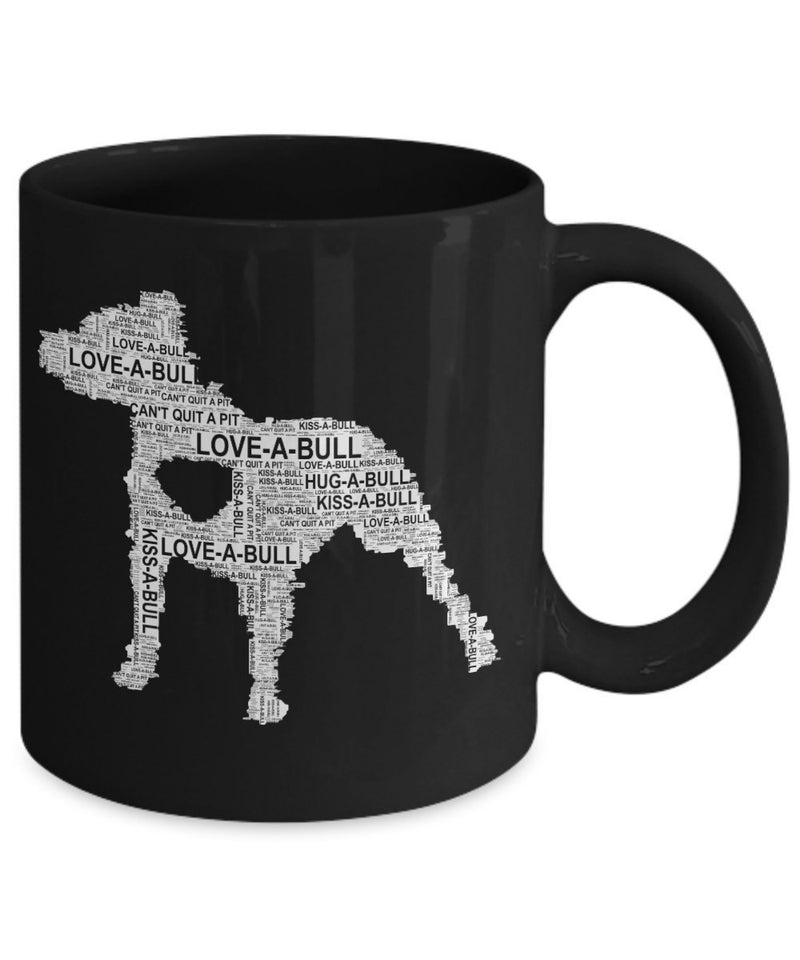 Pit bull love word art mug