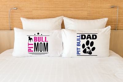 Pit Bull Mom And Dad Pillow Cases - Dogs Make Me Happy - 1
